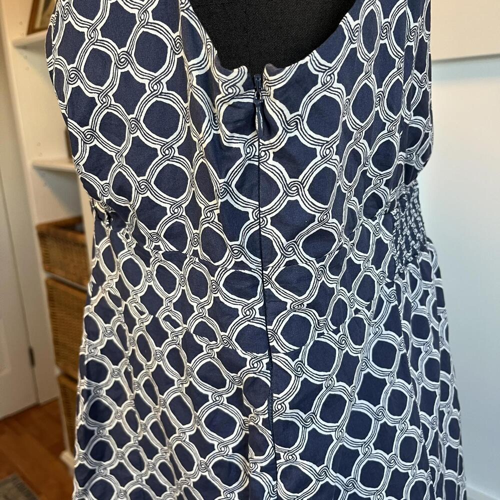 Lands End Navy Blue / White Patterned Dress - Picture 5 of 7